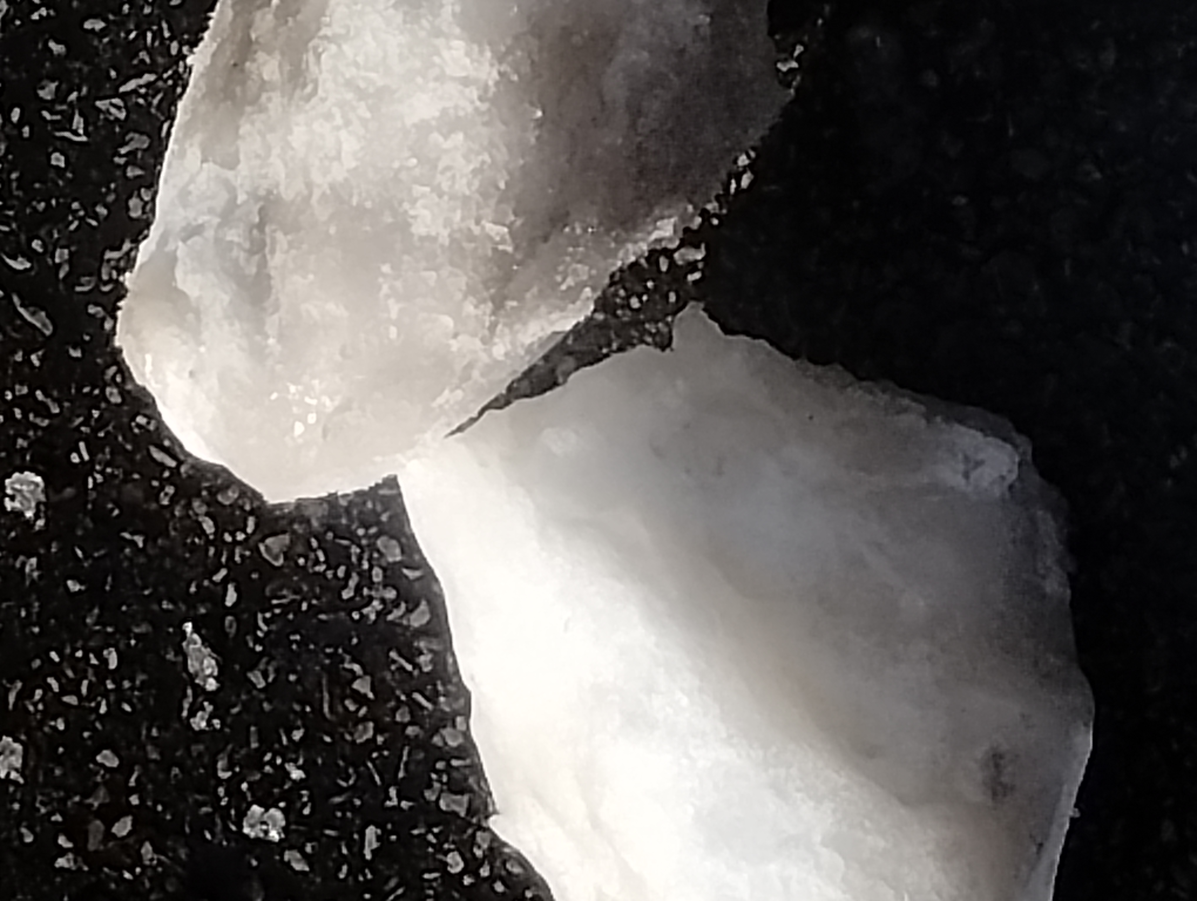 Snow chunks outside the Carnegie Museum of Art
